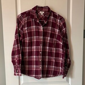 J. Crew Burgundy and Pink Plaid Shirt